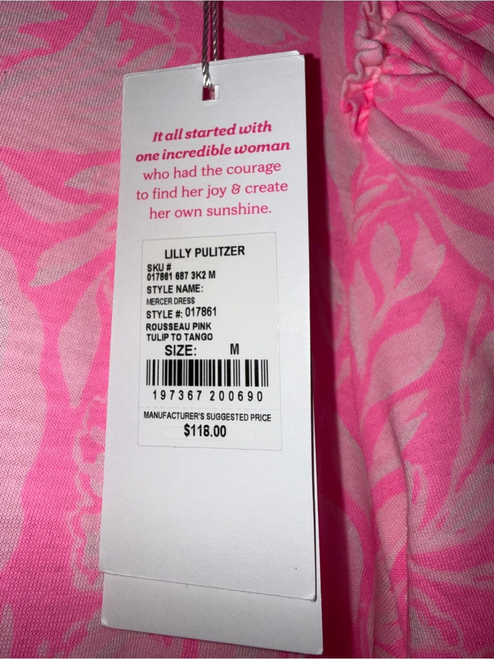 Lilly Pulitzer Pink Floral Puff-Sleeve Shift Dress - Picture 3 of 3